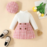 Tiny Princess Outfit Set – Knit Top & Plaid Skirt with Hat