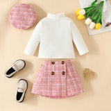 Tiny Princess Outfit Set – Knit Top & Plaid Skirt with Hat