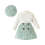 Tiny Princess Outfit Set – Knit Top & Plaid Skirt with Hat